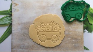 Вырубка + штамп Тележка с цветами