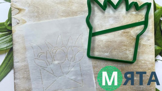 Вырубка + трафарет Тюльпаны №1