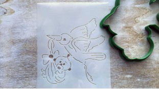 Вырубка + трафарет Аист