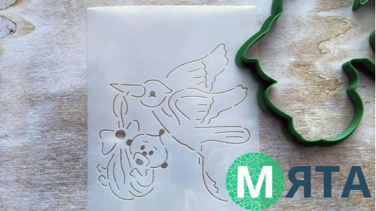 Вырубка + трафарет Аист