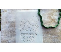 Вырубка + трафарет Тележка с Елкой