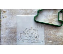 Вырубка + трафарет Сани с Елкой