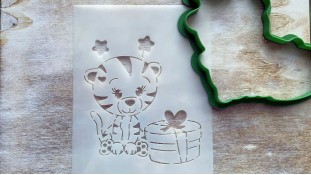 Вырубка + трафарет Тигренок №8