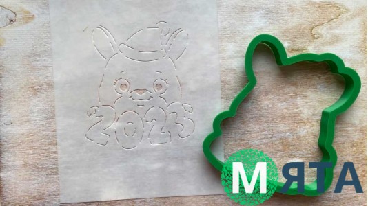 Вырубка + трафарет Зайчик №3