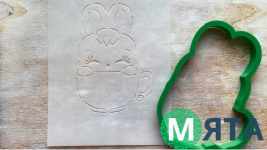 Вырубка + трафарет Зайчик №5