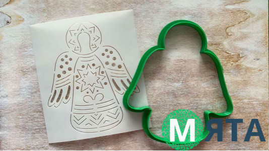 Вырубка + трафарет Ангел роспись