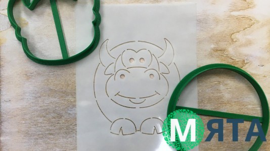 Набор вырубок + трафарет Бычок 3d