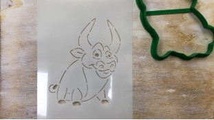 Вырубка + трафарет Бычок №1