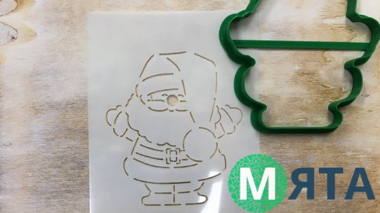 Вырубка + трафарет Дед Мороз