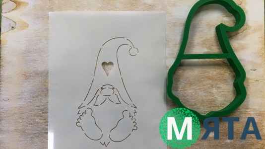 Вырубка + трафарет Гном