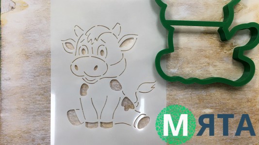 Вырубка + трафарет Корова №1