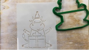 Вырубка + трафарет Корова №2