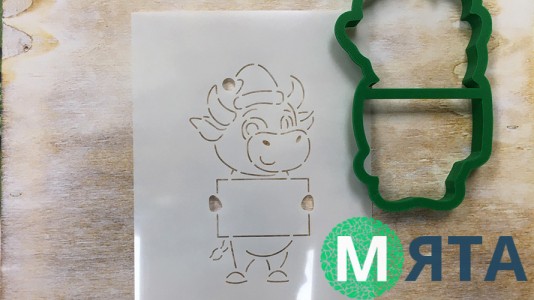 Вырубка + трафарет Корова №3