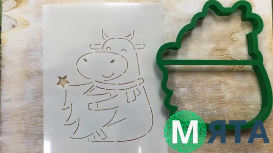 Вырубка + трафарет Корова №4