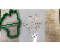 Вырубка + трафарет Мишка с карандашами