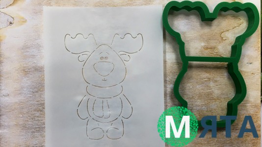 Вырубка + трафарет Олень №3