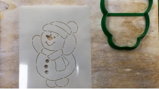 Вырубка + трафарет Снеговик №3