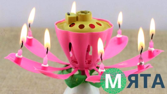 Музична свічка для торта квітка Лотос