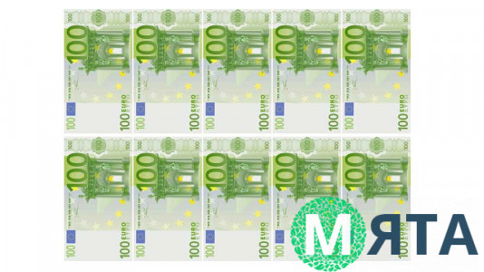 Картинка 100 євро (10 купюр)