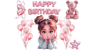 Їстівна картинка Happy Birthday Дівчинка Свічка