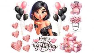 Їстівна картинка Happy Birthday Жінка Свічка