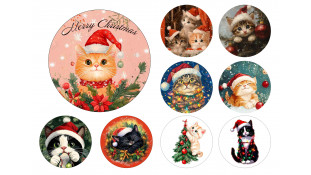 Новорічні коти їстівна картинка для Бенто