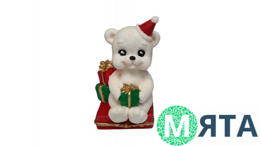 Фігурка на торт Mi-Mi Ведмедик з подарунками №9 з кондитерської глазурі