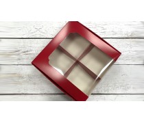 Коробка для десертів 20х20х6 см, червона