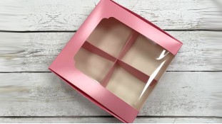 Коробка для десертів 20х20х6 см, рожева