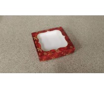 Коробка для пряників Червона-Золоті Сніжинки, 15х15х3 см