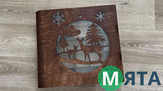 Дерев'яна коробка для Адвент Календаря, 25 осередків Дерев'яна коробка для Адвент Календаря, 25 осередків