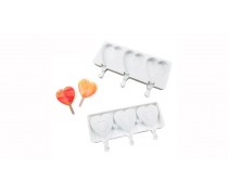 Силіконова форма для морозива Ескімо Серця, 3 шт