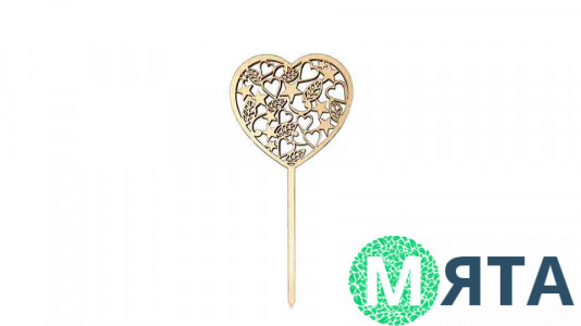 Топпер Серце з візерунками, дерево