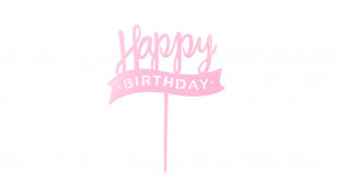 Топпер Happy Birthday №25 рожевий, акрил