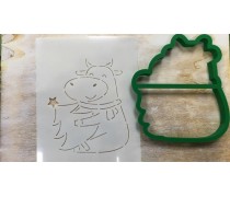 Вирубка + трафарет Корова №4