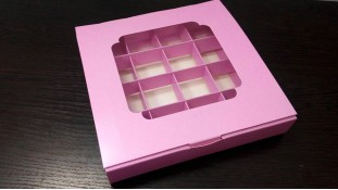 Коробка для конфет, 16 штук, розовая