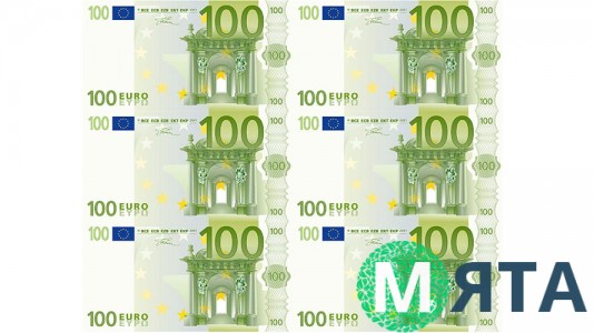 Съедобная картинка 100 евро, 6 купюр