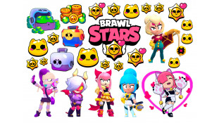 Съедобная картинка BRAWL STARS (БРАВЛ СТАРС) Девчачий 