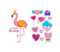 Съедобная картинка с Фламинго +сердечки