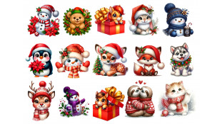 Съедобная картинка  Новогодняя картинка зверята