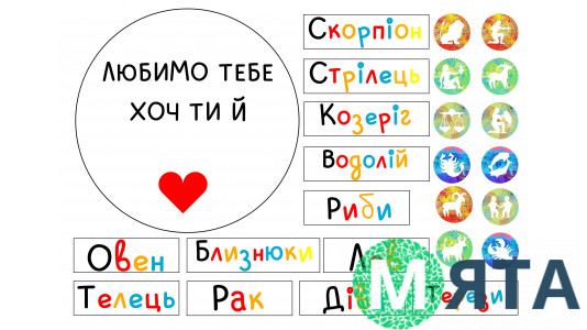 Съедобная картинка Любим тебя хоть ты и. Знаки зодиака