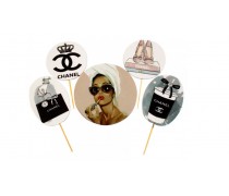 Набор сахарных топперов Девушка Chanel