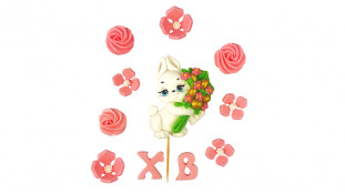 Набор сахарных украшений Зайчик с букетом