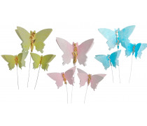 Бабочки из вафельной бумаги на проволоке, 3 шт