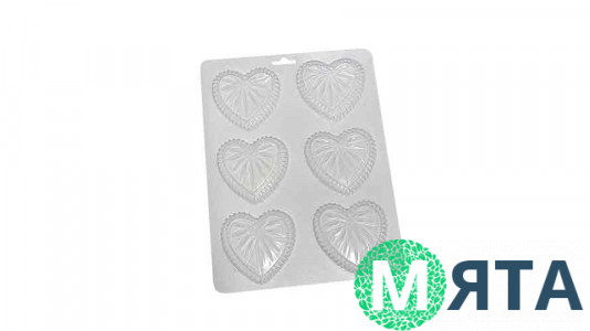 Форма для шоколада Сердце кристальное, 6 шт