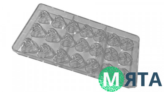 Поликарбонатная форма для конфет Сердце в сердце,  35 шт