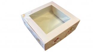 Коробка для десертов 20х20х7 см, Зайчики