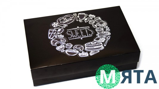 Коробка для эклеров и десертов Черная SWEETS
