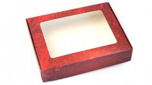 Коробка для пряников 15х20х4 см, Красная текстура