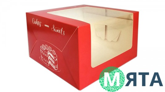 Коробка для торта 25х25х15 см, Красная